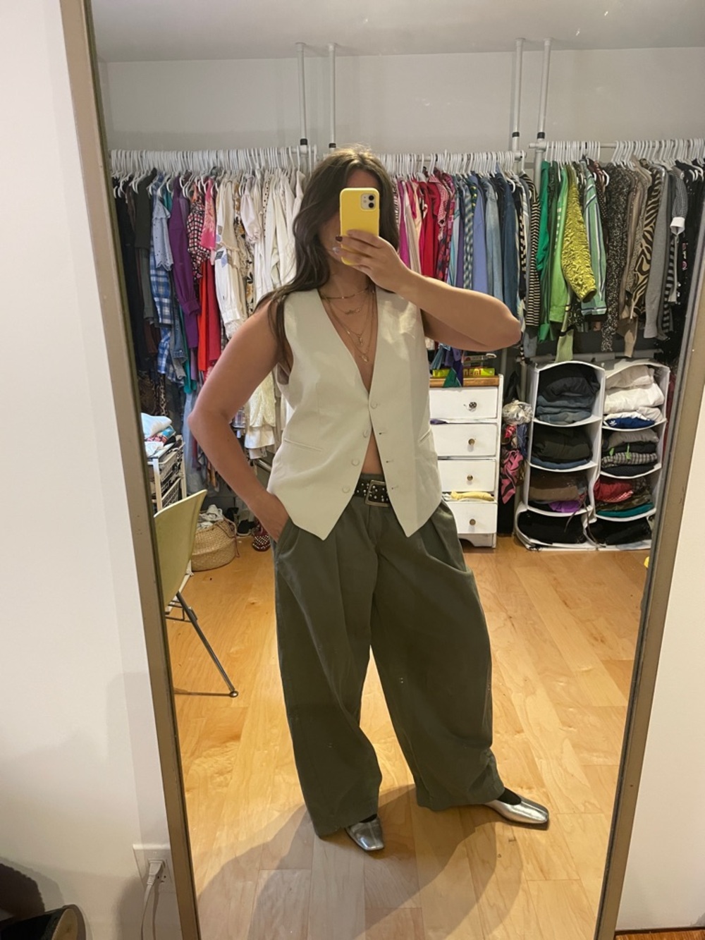 H&M Ivory Button Front Vest